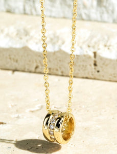 Brass Ring Pendant Necklace Gold