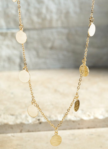 Metal Disc Charm Necklace - Gold
